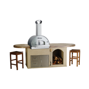 BULL Pizza Q Kkken  Stucco incl. Large Bull WOOD  Pizza Oven