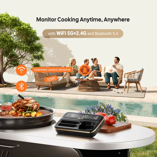 INKBIRD Trdls BBQ Thermometer 2 Prober BT og WIFI
