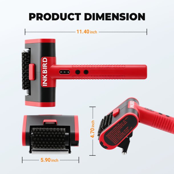 INKBIRD Elektrisk Grillb�rste (Opladelig Batteridrevet og kraftfuld grillrenser)