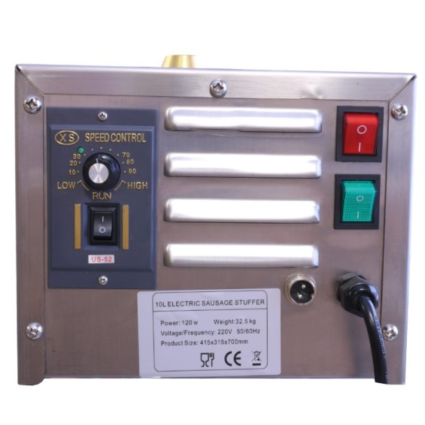 Lodret elektrisk pølsestopper 10 ltr.