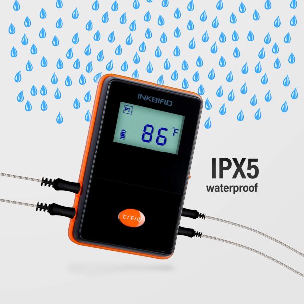 Inkbird IRF-4S � Tr�dl�st &amp; Vandt�t Grilltermometer med 300m r�kkevidde og 4 prober