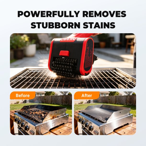 INKBIRD Elektrisk Grillb�rste (Opladelig Batteridrevet og kraftfuld grillrenser)