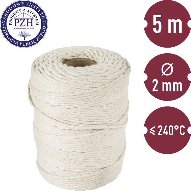 Kdsnor Hvidt bomuldsgarn til snring af kd mm 55 Mtr. 