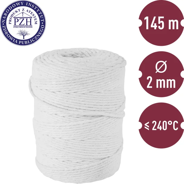 Kdsnor Hvidt bomuldsgarn til snring af kd mm 145 Mtr. 