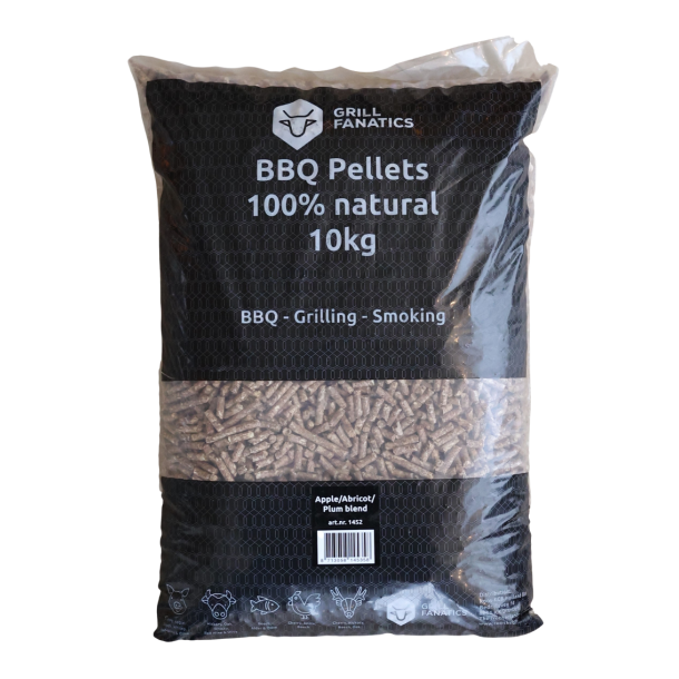 Grill Fanatics BBQ Trpiller/Pellets 10kg  100% Naturlig ble/Blomme/Abrikos BLEND