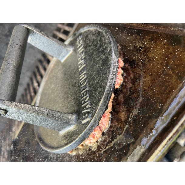 Støbejerns Bøf/Grillpresse - rund