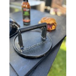 Støbejerns Bøf/Grillpresse - rund