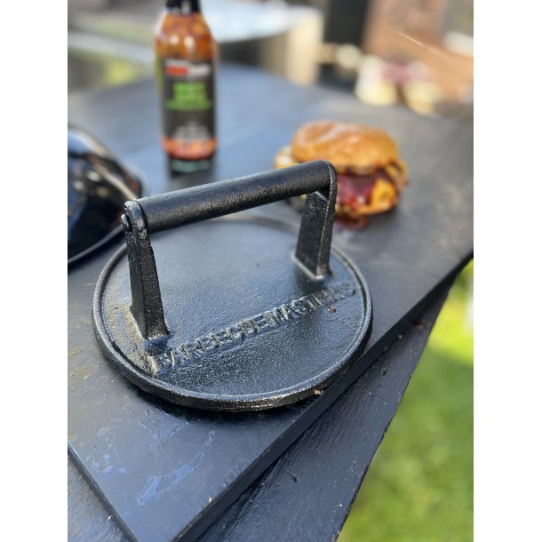 Støbejerns Bøf/Grillpresse - rund