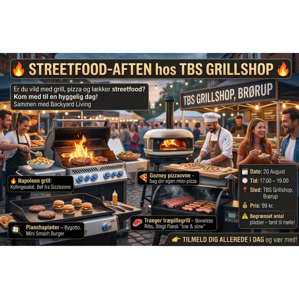 Streetfood-aften hos TBS Grillshop 20 August fra 17.00-19.00