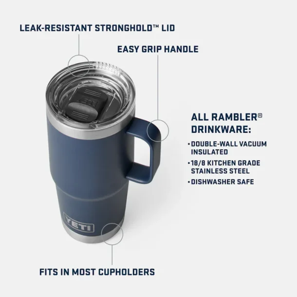 YETI Rambler� 20 oz (591 ml) Travel Mug m. Stronghold� L�g � Den ultimative kaffekop til farten