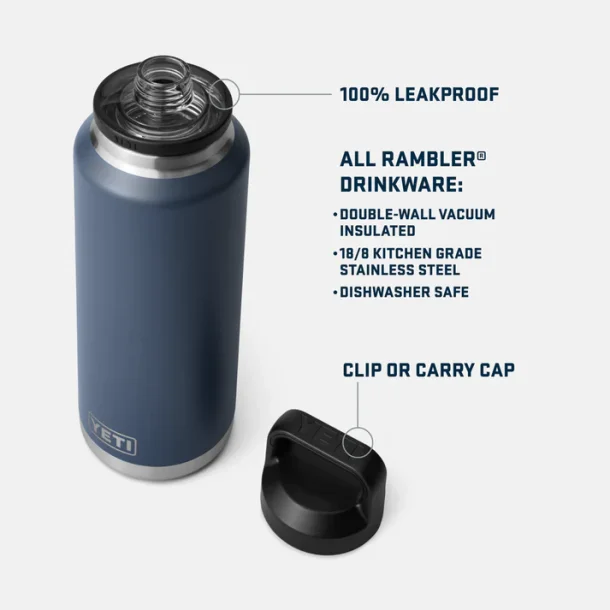 YETI Rambler� 46 oz (1,3 l) Bottle m. Chug Cap � Ekstra stor kapacitet til heldagseventyr