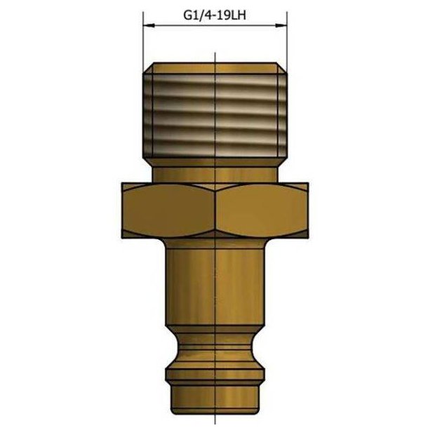 Gaslynkobling Handel m/1/4" Udv.Gevind