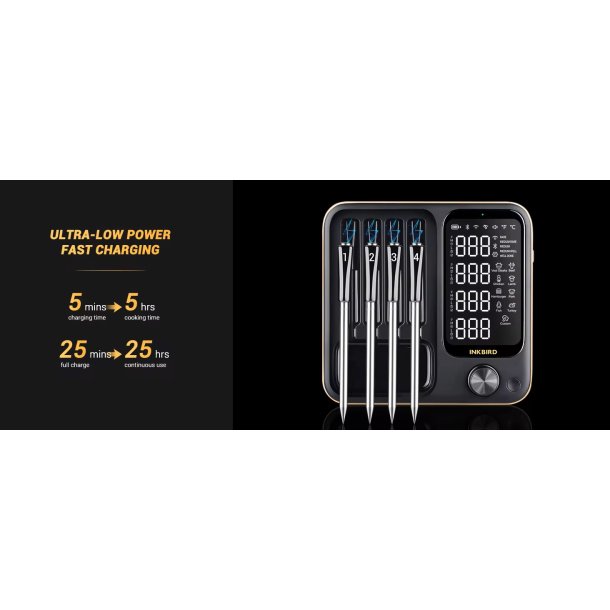INKBIRD Trådløs BBQ Thermometer 4 Prober BT og WIFI